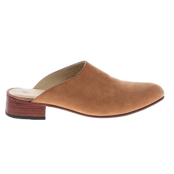 Nisolo Mules Clogs Mariella Tan Sand Suede Leather Block Heels Wooden Almond Toe - Picture 4 of 9